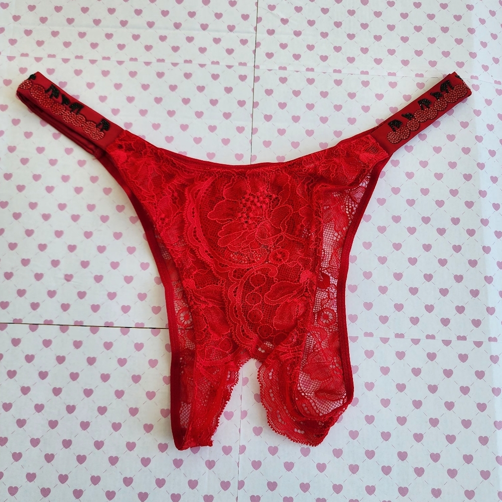 Victoria's secret very sexy shine strap bombshell Brazilian crotchless p…